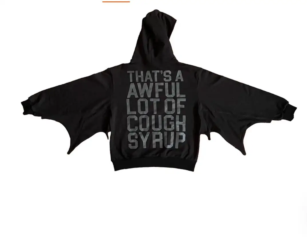 2026 That's A Awful Lot of Cough Syrup Batwing sleeve letter print hoodie WY1540
2026 That's A Awful Lot of Cough Syrup Batwing sleeve letter print hoodie WY1540