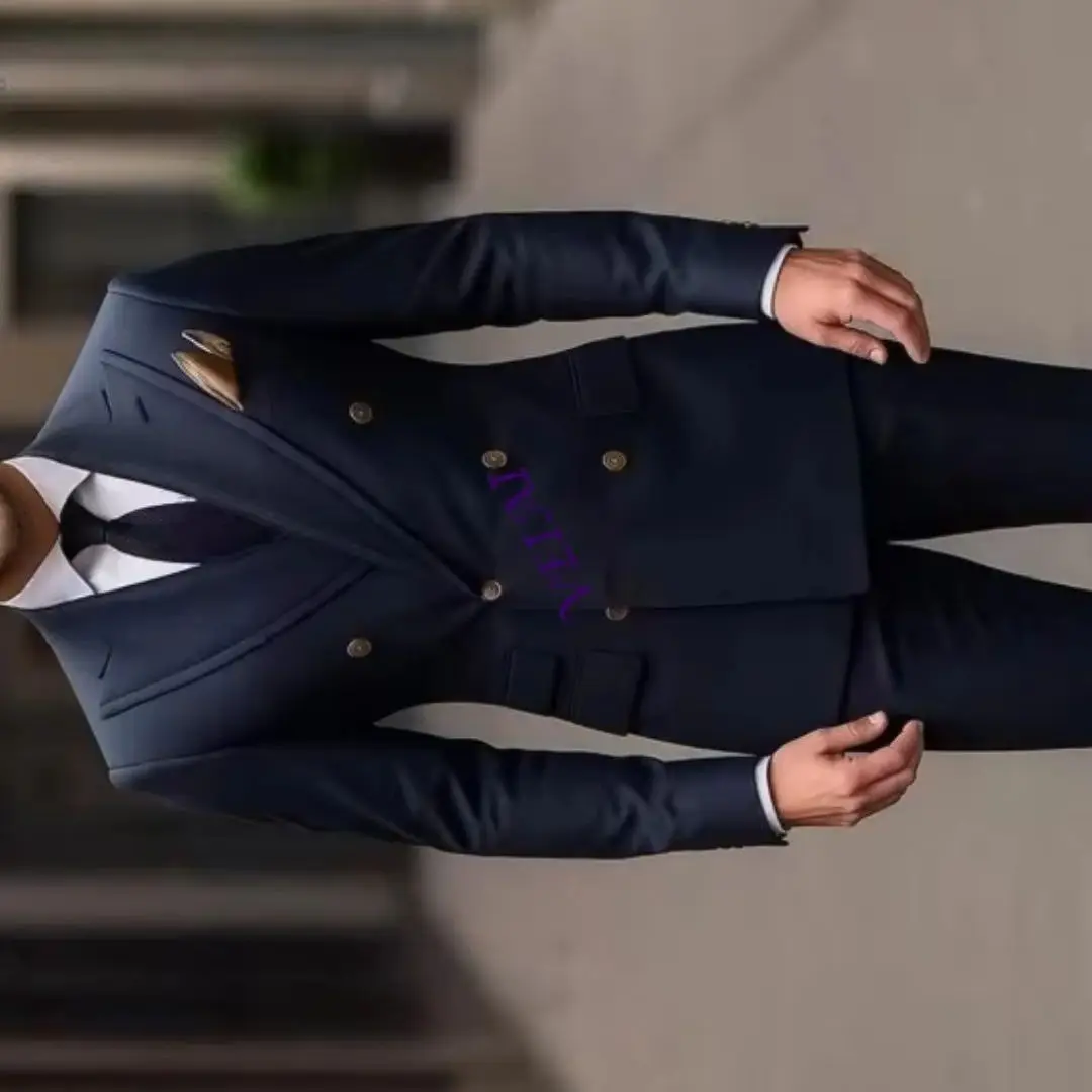 Navy Blue 2 Piece Men's Suit Set for Wedding Party Formal Groom Groomsman Prom Business Male Tuxedo with Customized Jacket
Navy Blue 2 Piece Men's Suit Set for Wedding Party Formal Groom Groomsman Prom Business Male Tuxedo with Customized Jacket