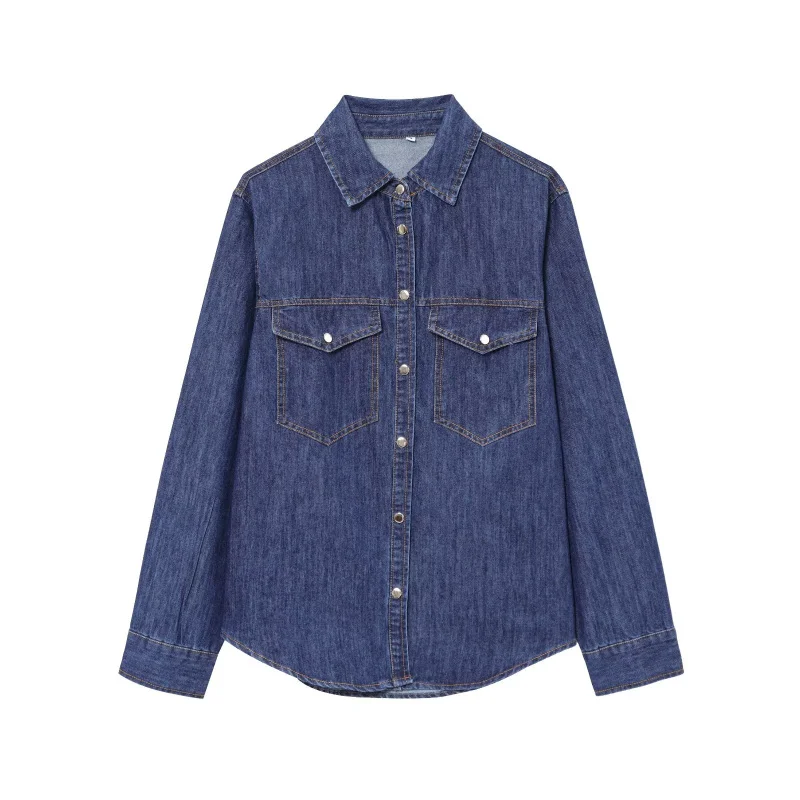 ETJ2025 Spring new TRAF Women's 1975 series fashion vintage wash long sleeve lapel casual denim shirt loose version shirt jacket
ETJ2025 Spring new TRAF Women's 1975 series fashion vintage wash long sleeve lapel casual denim shirt loose version shirt jacket