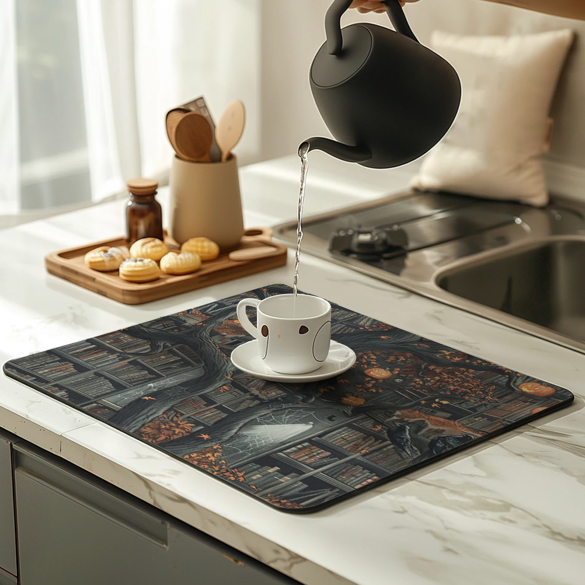 Впитывающий кофейный коврик, подставка для Хэллоуина, библиотека, кухня, коврик для сушки, Быстросохнущий коврик для слива в ванной, кухонный смеситель, подставка
Впитывающий кофейный коврик, подставка для Хэллоуина, библиотека, кухня, коврик для сушки, Быстросохнущий коврик для слива в ванной, кухонный смеситель, подставка