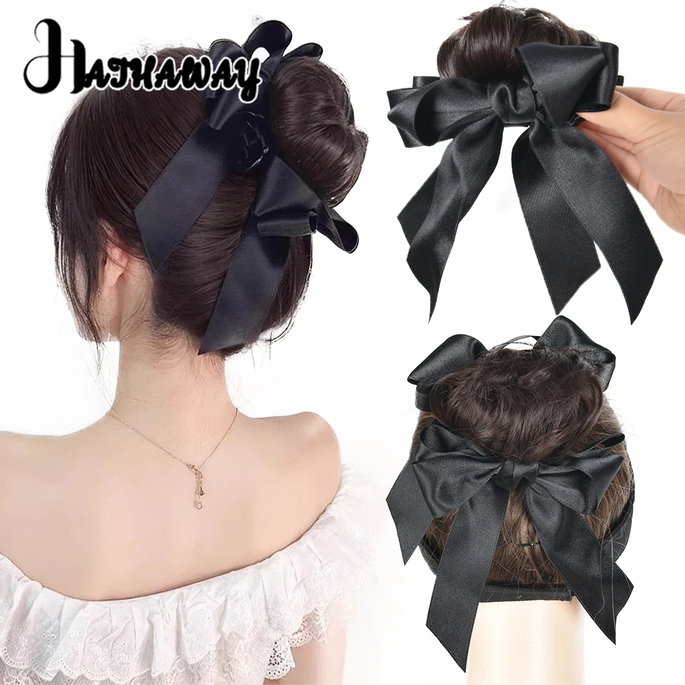 Black Bow Claw Clip Straight Hair Bun Synthetic Fiber Suitable For Women's Daily Wear Elegant And Beautiful
Black Bow Claw Clip Straight Hair Bun Synthetic Fiber Suitable For Women's Daily Wear Elegant And Beautiful