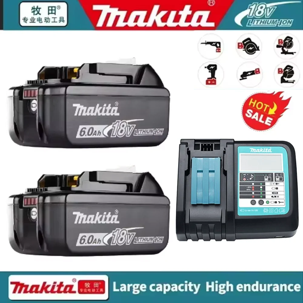 18V 6.0Ah Lithium Ion for Makita 18v Battery 9Ah BL1850 BL1880 BL1860B LXT400 Ship with Charger BL1860 Rechargeable 3Ah Battery
18V 6.0Ah Lithium Ion for Makita 18v Battery 9Ah BL1850 BL1880 BL1860B LXT400 Ship with Charger BL1860 Rechargeable 3Ah Battery