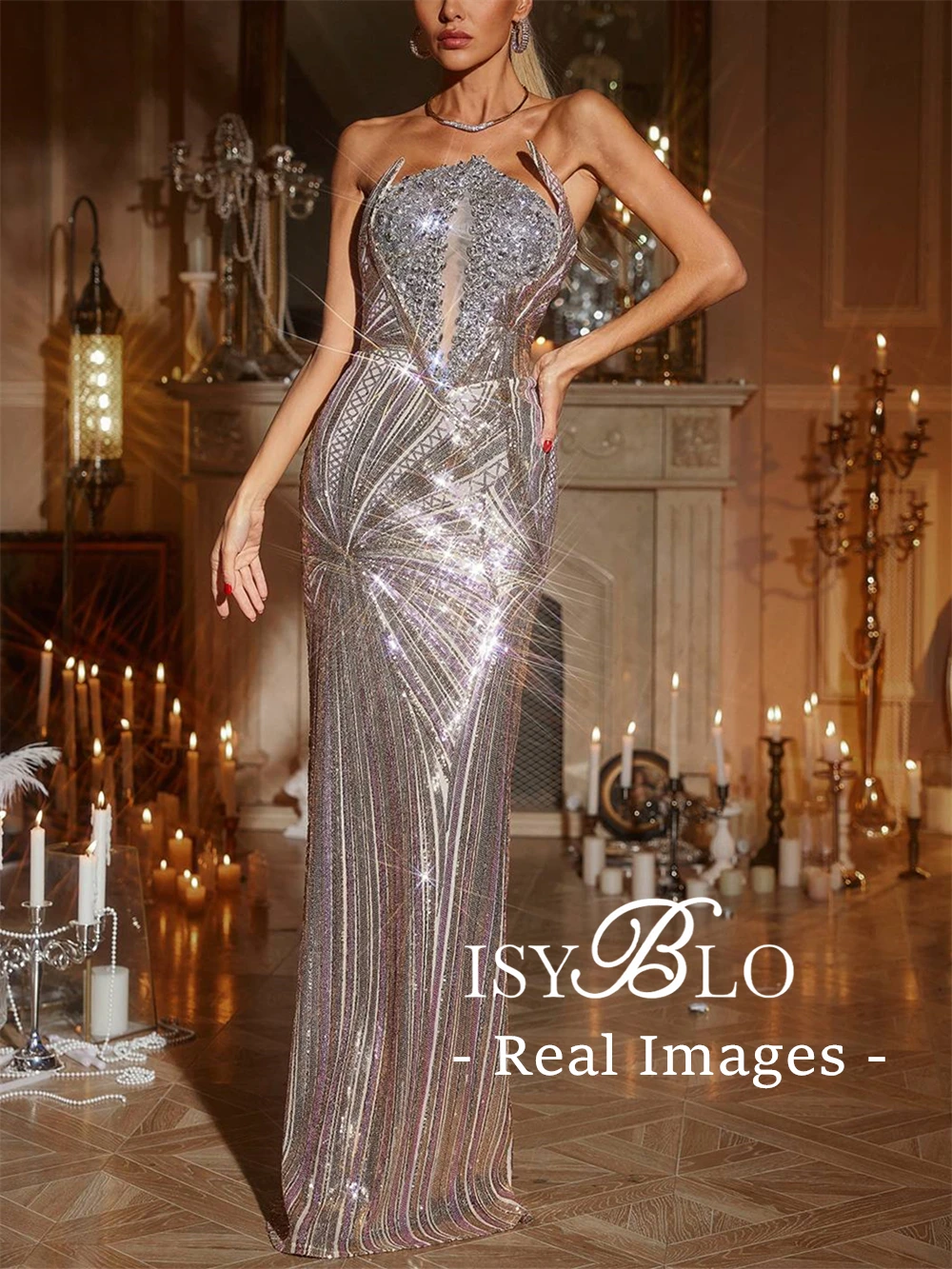 ISYBLO Shiny Formal Evening Dress for Women Crystals Long Sheath Prom Gowns Strapless Cocktail Costume Dresses with Real Images
ISYBLO Shiny Formal Evening Dress for Women Crystals Long Sheath Prom Gowns Strapless Cocktail Costume Dresses with Real Images