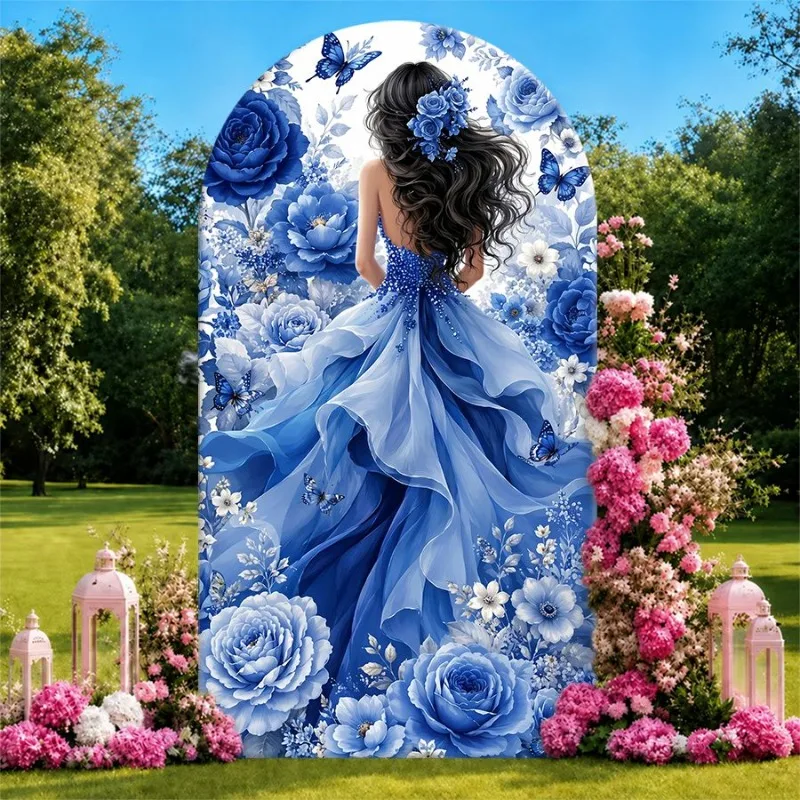 Single Side Arch Backdrop Cover Elegant Blue Rose Garden Backdrop for Weddings and Events Featuring a Graceful Woman in Flowing
Single Side Arch Backdrop Cover Elegant Blue Rose Garden Backdrop for Weddings and Events Featuring a Graceful Woman in Flowing