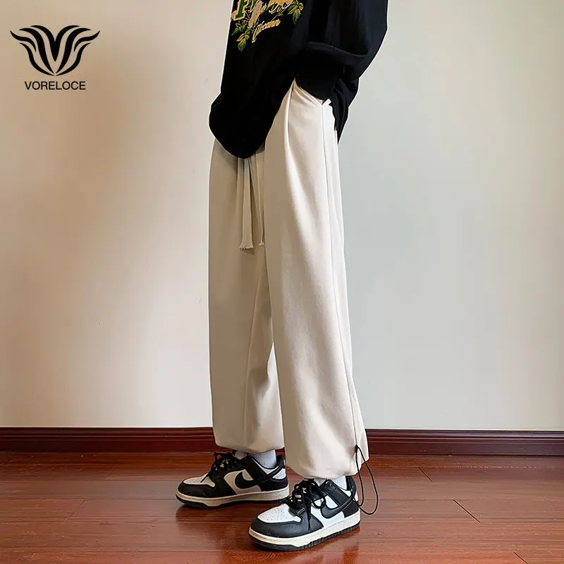 2022 autumn new straight loose retro men's elastic waist pants ins street trend brand drawstring college style wide leg trousers 
2022 autumn new straight loose retro men's elastic waist pants ins street trend brand drawstring college style wide leg trousers