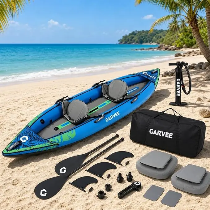 2 Person Inflatable Kayak Fishing Kayak for Adults, Portable Touring Kayaks with Padded Seat, 3 Fins, Hand Pump, Carry Bag, Repair Kit
2 Person Inflatable Kayak Fishing Kayak for Adults, Portable Touring Kayaks with Padded Seat, 3 Fins, Hand Pump, Carry Bag, Repair Kit