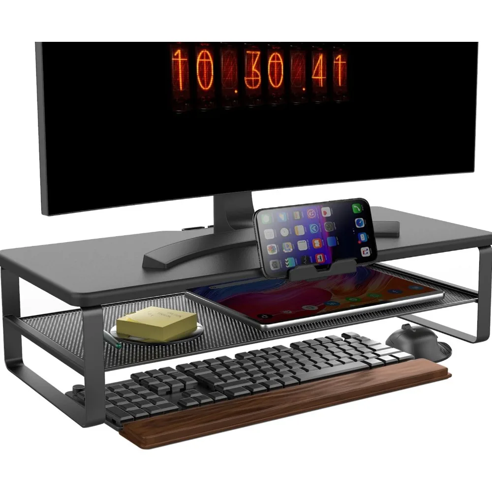 2-Tier Monitor Stand with Drawer, Phone Holder & Cable Management - Desk Organizer for Home Office, Black
2-Tier Monitor Stand with Drawer, Phone Holder & Cable Management - Desk Organizer for Home Office, Black