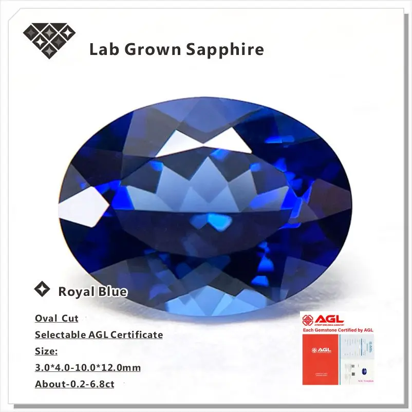 Lab Grown Sapphire Royal Blue Color Oval Cut AAA+Clarity Gems For Jewelry Setting&Custom Design Selectable AGL Certificate
Lab Grown Sapphire Royal Blue Color Oval Cut AAA+Clarity Gems For Jewelry Setting&Custom Design Selectable AGL Certificate