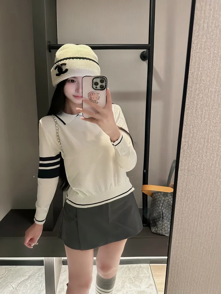 Seoul Style Knitted Long Sleeve Neck Base Shirt Sweet Girl Flip Collar Inner Wear Slim Fit Casual Cotton Stripe Pattern
Seoul Style Knitted Long Sleeve Neck Base Shirt Sweet Girl Flip Collar Inner Wear Slim Fit Casual Cotton Stripe Pattern