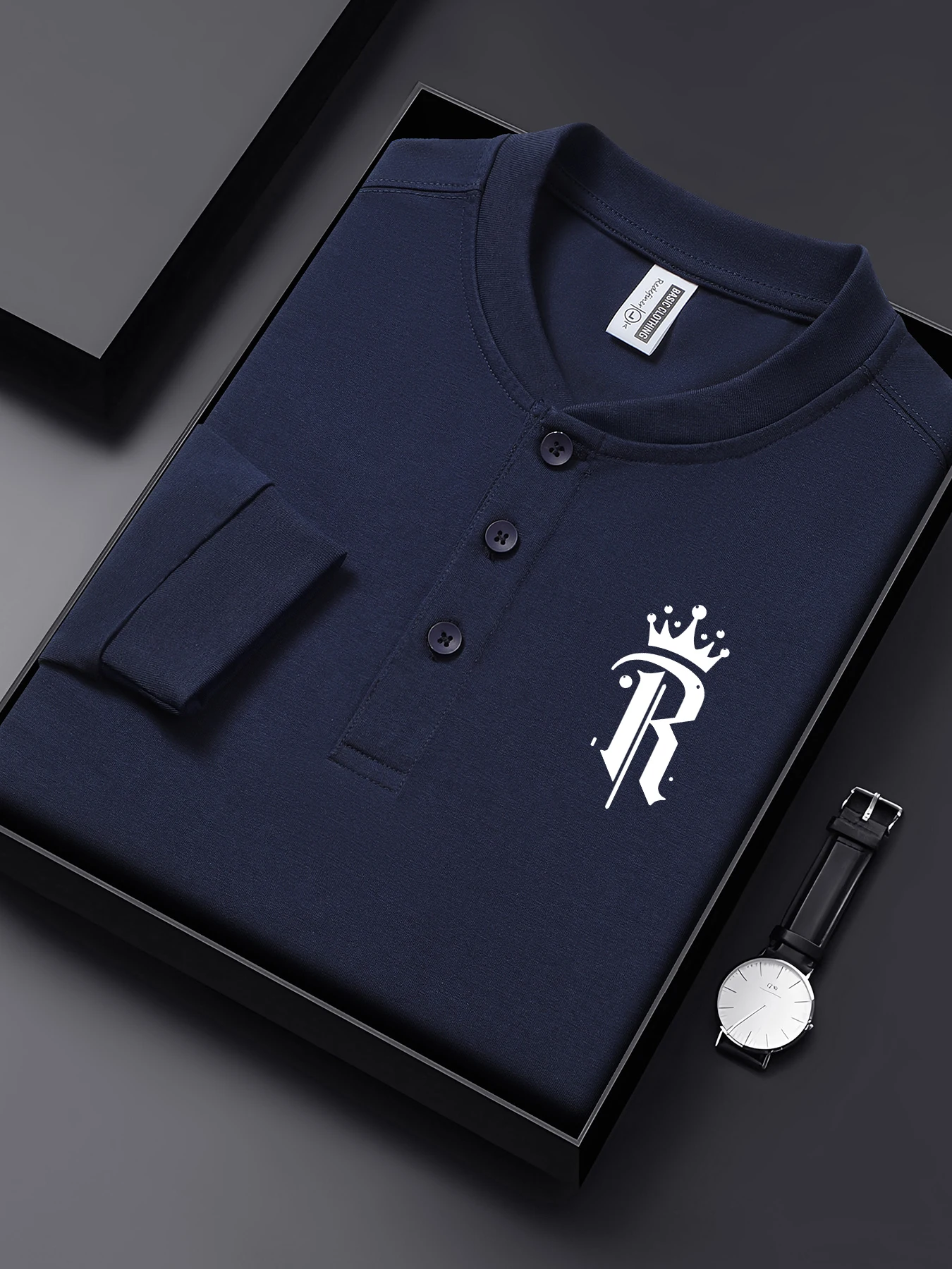 Crown Letter R Простые мужские футболки с принтом Henley Осенняя хлопковая деловая одежда в стиле хип-хоп с длинными рукавами Генри Шея Мужская базовая рубашка
Crown Letter R Простые мужские футболки с принтом Henley Осенняя хлопковая деловая одежда в стиле хип-хоп с длинными рукавами Генри Шея Мужская базовая рубашка