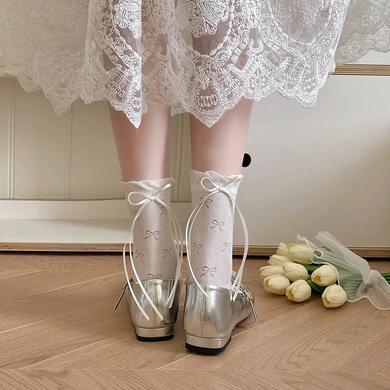 Bow Socks Women 2025 Spring Summer Thin White Mid Calf Socks Fashion Ins Trendy Ballet Style
Bow Socks Women 2025 Spring Summer Thin White Mid Calf Socks Fashion Ins Trendy Ballet Style