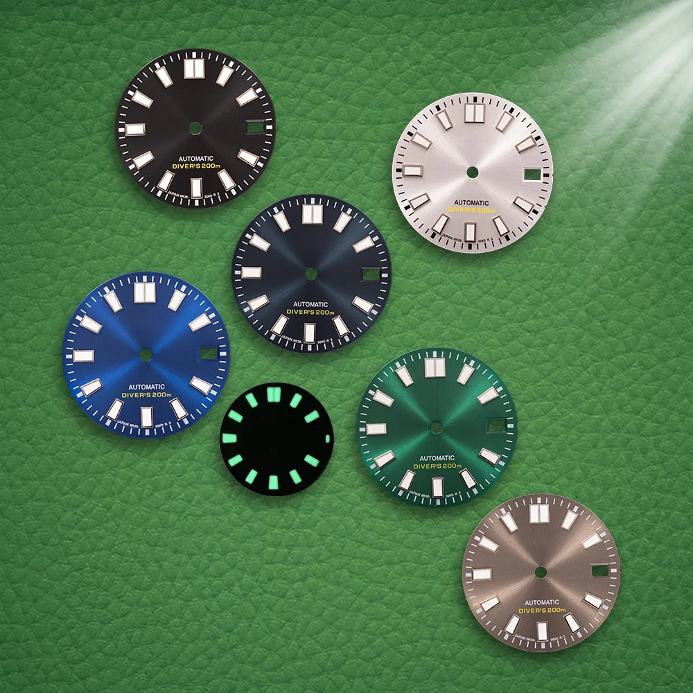 S Logo Dial 28.5mm Sunburst Diver's Dial Fit NH35/NH36/4R/7S Japanese Movement Green Luminous Watch Modification Accessories
S Logo Dial 28.5mm Sunburst Diver's Dial Fit NH35/NH36/4R/7S Japanese Movement Green Luminous Watch Modification Accessories