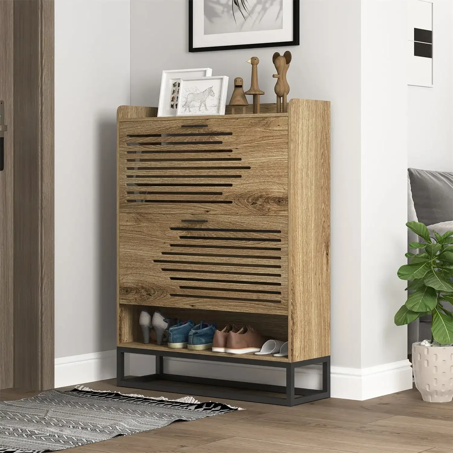 Shoe Storage Cabinet, Freestanding Organizer with 2 Flip Drawers, Shoe Rack Multifunctional Cabinet for Entryway ,Brown
Shoe Storage Cabinet, Freestanding Organizer with 2 Flip Drawers, Shoe Rack Multifunctional Cabinet for Entryway ,Brown