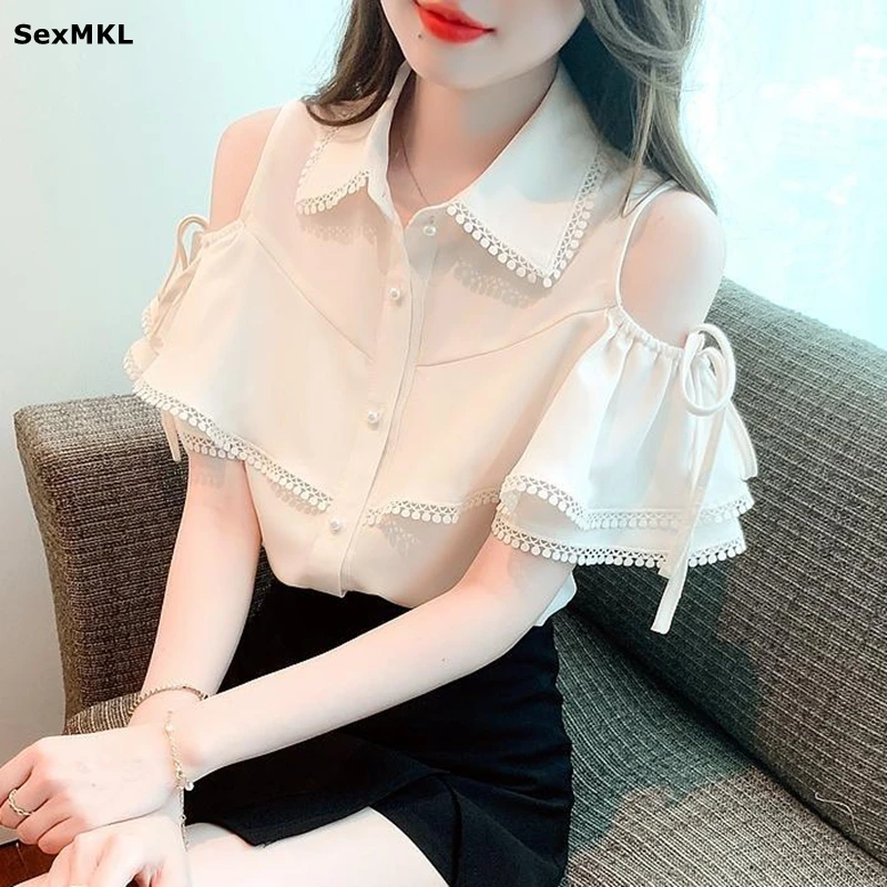 Elegant Off Shoulder Chiffon Shirts Women Summer Ruffles Sweet Blouse Korean Y2k Clothes Sexy Hollow Bow Sleeve Oversized Tops
Elegant Off Shoulder Chiffon Shirts Women Summer Ruffles Sweet Blouse Korean Y2k Clothes Sexy Hollow Bow Sleeve Oversized Tops