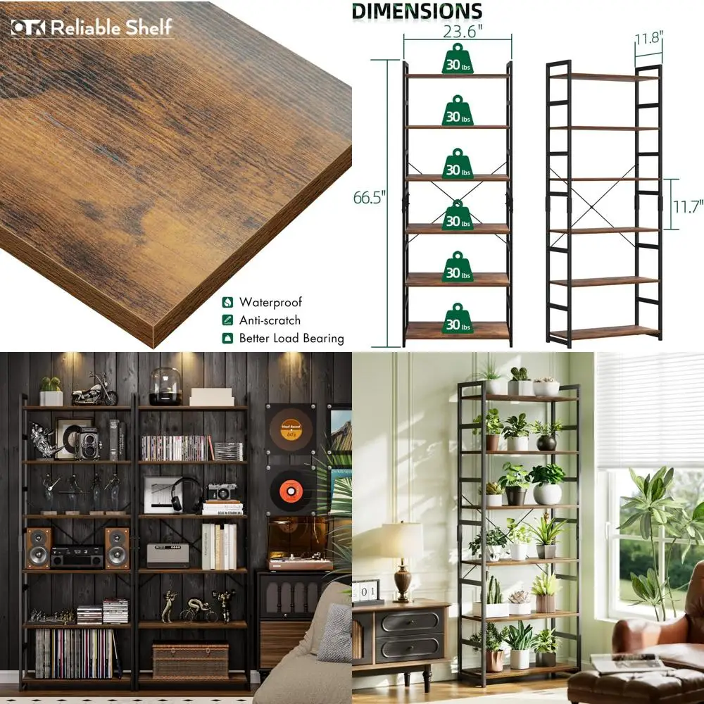 6-Tier Tall Bookshelf Organizer, Modern Storage for Home Office, Living & Bedroom, Vintage Style
6-Tier Tall Bookshelf Organizer, Modern Storage for Home Office, Living & Bedroom, Vintage Style