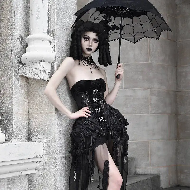 Blood Supply Original Black Gothic Fairy Women Summer Clothes Fishbone Bandage Birdcage Corset Set Strapless Tube Top Skirt Sets
Blood Supply Original Black Gothic Fairy Women Summer Clothes Fishbone Bandage Birdcage Corset Set Strapless Tube Top Skirt Sets