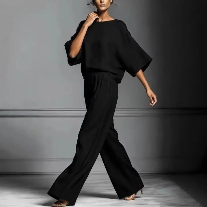 Casual Fashionable Summer 2026 Women's Linen Set Elegant Bell Sleeve Ensemble European Style Pure Color Low Waist Trousers
Casual Fashionable Summer 2026 Women's Linen Set Elegant Bell Sleeve Ensemble European Style Pure Color Low Waist Trousers