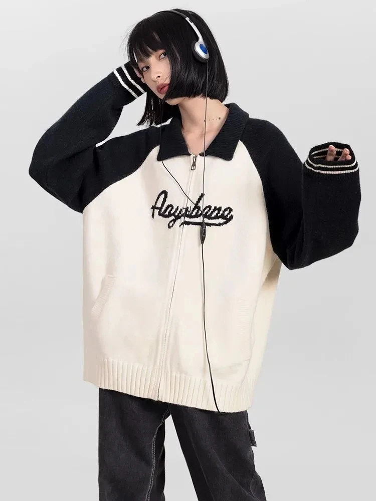Zoki American Letter Cardigan Sweaters Women Loose Vintage Knitted Baseball Jacket Long Sleeve Casual Streetwear Patchwork Tops
Zoki American Letter Cardigan Sweaters Women Loose Vintage Knitted Baseball Jacket Long Sleeve Casual Streetwear Patchwork Tops