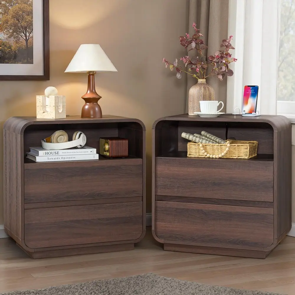 Farmhouse Night Stand Set of 2, 23.2 Wide Wood Bedside Table with Charging Station, 2 Storage Drawers Nightstand Curved Profile
Farmhouse Night Stand Set of 2, 23.2 Wide Wood Bedside Table with Charging Station, 2 Storage Drawers Nightstand Curved Profile