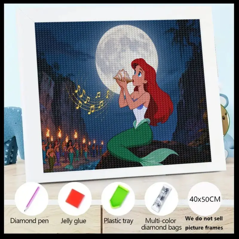 1 шт., 5D полный дрель, набор для алмазной живописи, Русалочка Ариэль, мультяшная принцесса и лунный свет, раковина, сцена Серенада, кристалл «сделай сам»
1 шт., 5D полный дрель, набор для алмазной живописи, Русалочка Ариэль, мультяшная принцесса и лунный свет, раковина, сцена Серенада, кристалл «сделай сам»