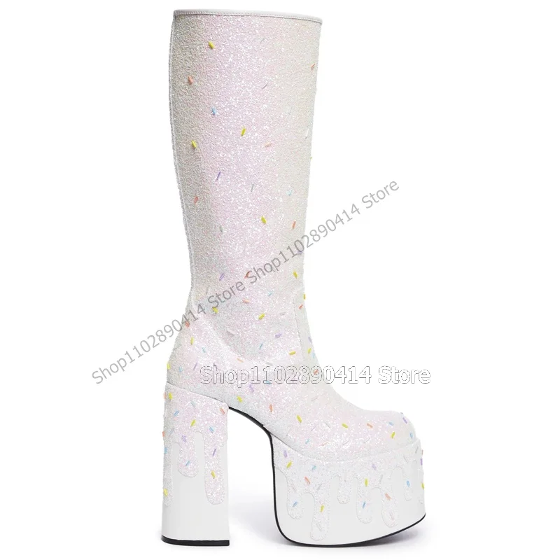 White Sequins Decor Round Toe Platform Boots Side Zipper Women Shoes Chunky High Heels Novel Fashion 2023 Zapatos Para Mujere
White Sequins Decor Round Toe Platform Boots Side Zipper Women Shoes Chunky High Heels Novel Fashion 2023 Zapatos Para Mujere
