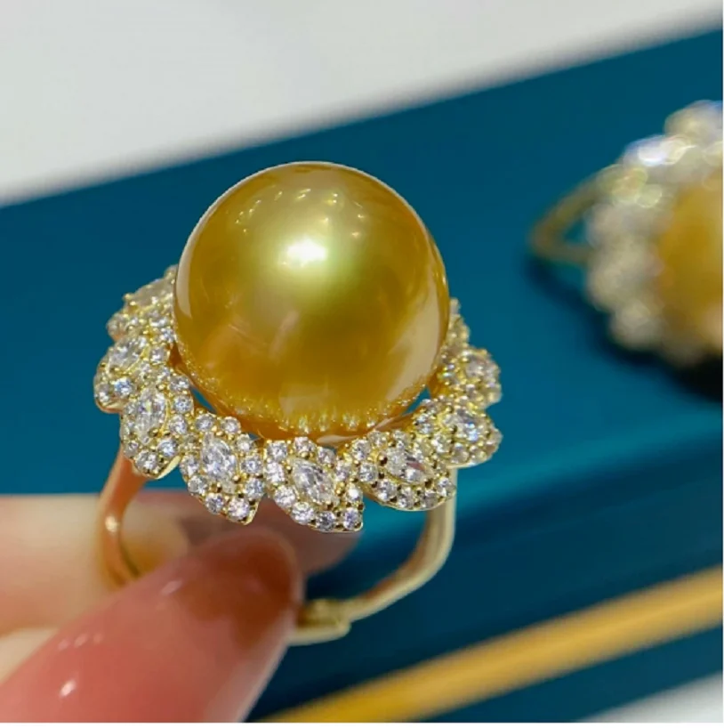 Gorgeous Huge AAAAA 11-12mm Natural South Sea Golden Round Pearl Ring 925S
Gorgeous Huge AAAAA 11-12mm Natural South Sea Golden Round Pearl Ring 925S
