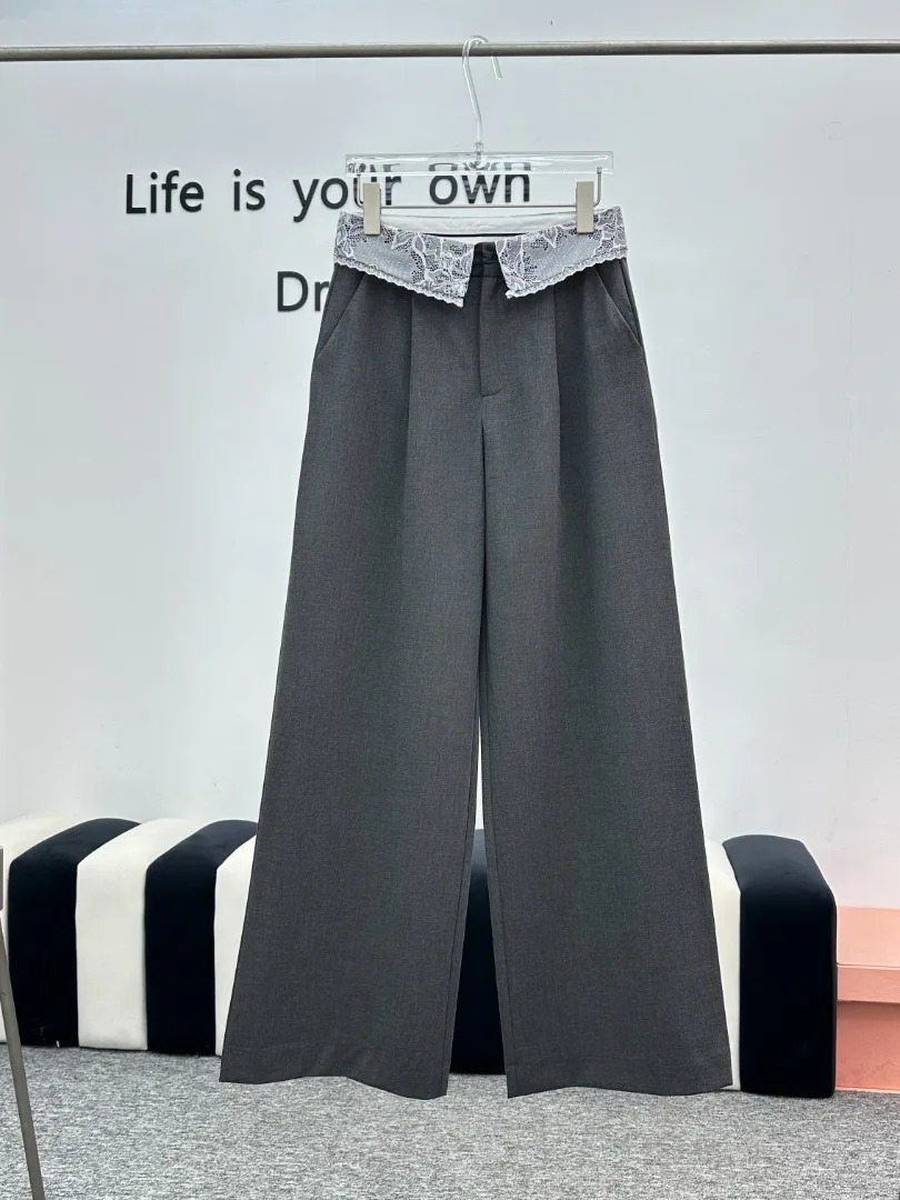 High Quali Casual Lace Cuffed Waist Straight Leg Pants Autumn New Sle Dang Wang Jia ang Women's Busin Suit Trousers
High Quali Casual Lace Cuffed Waist Straight Leg Pants Autumn New Sle Dang Wang Jia ang Women's Busin Suit Trousers