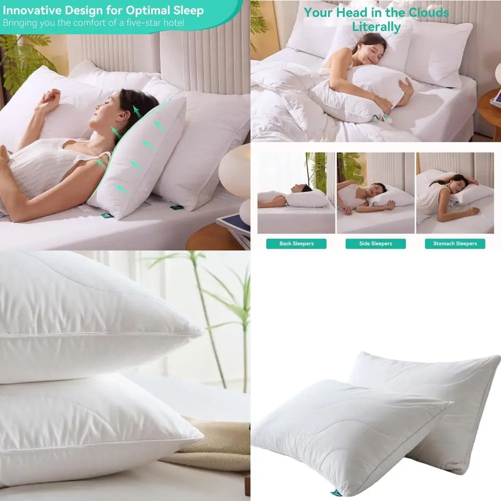 Set of 2 Medium Firm Cotton Pillows - 100% Cotton, White Goose Down, Soft Support
Set of 2 Medium Firm Cotton Pillows - 100% Cotton, White Goose Down, Soft Support