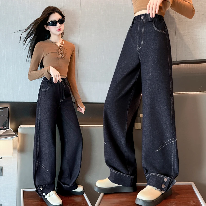 2025AW Teenage Girls Jeans Child Knife Straight Long Pants Girl Wide Two Button Design Denim Trousers 4-14Y Kid Casual Bottom
2025AW Teenage Girls Jeans Child Knife Straight Long Pants Girl Wide Two Button Design Denim Trousers 4-14Y Kid Casual Bottom