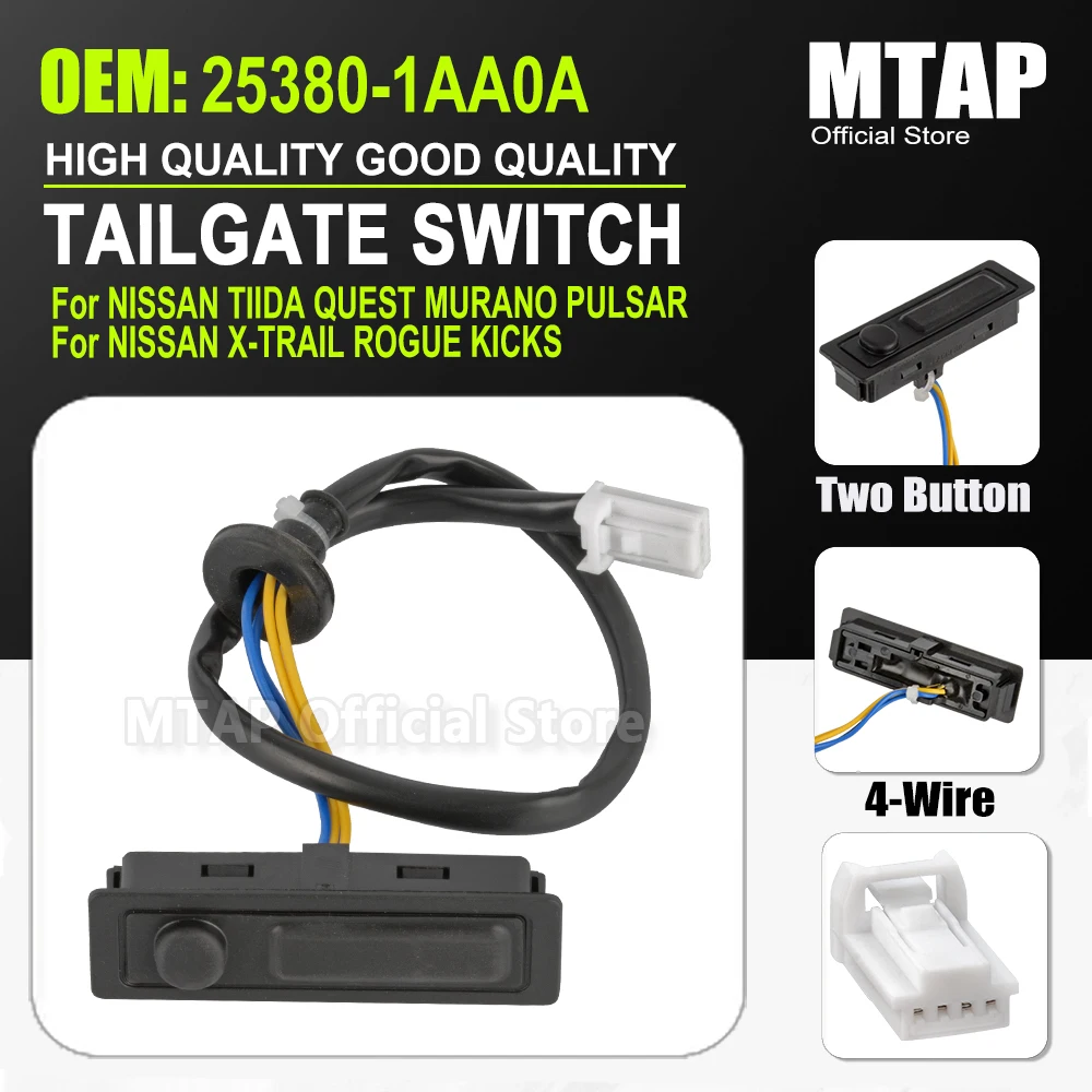 Tailgate Opening Button For Nissan Tiida Pulsar Murano X-trailL Rogue Kicks 253801AA0A Two Button Rear Trunk Lock Release Switch
Tailgate Opening Button For Nissan Tiida Pulsar Murano X-trailL Rogue Kicks 253801AA0A Two Button Rear Trunk Lock Release Switch