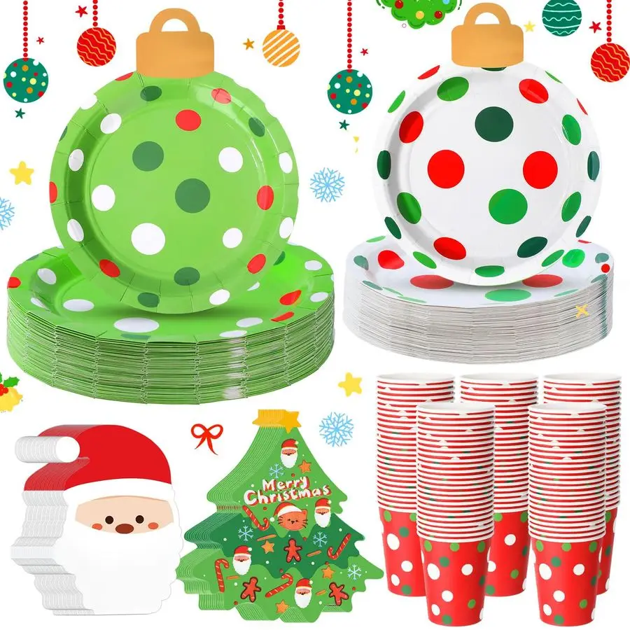 200 Pcs Christmas Party Supplies Red and Green Polka Dot Tableware Set Disposable Cups Paper Dinner Dessert Plates and Napkins D
200 Pcs Christmas Party Supplies Red and Green Polka Dot Tableware Set Disposable Cups Paper Dinner Dessert Plates and Napkins D