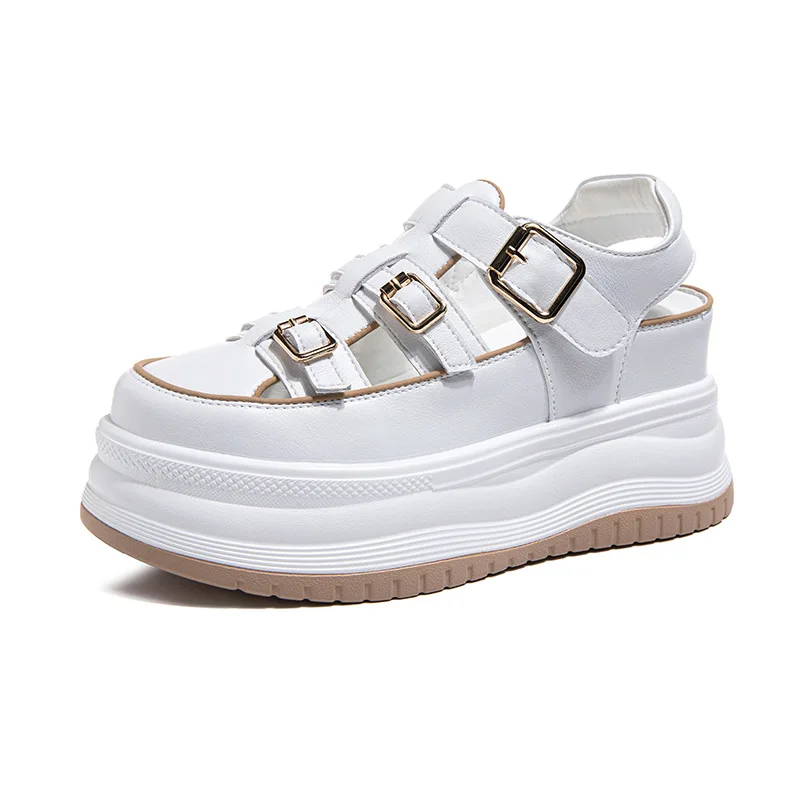 Leather Roman Sandals Women's Platform Sandals New Thick Soled Hollow Women's Shoes Inner Height Increasing Sandals White Shoes
Leather Roman Sandals Women's Platform Sandals New Thick Soled Hollow Women's Shoes Inner Height Increasing Sandals White Shoes