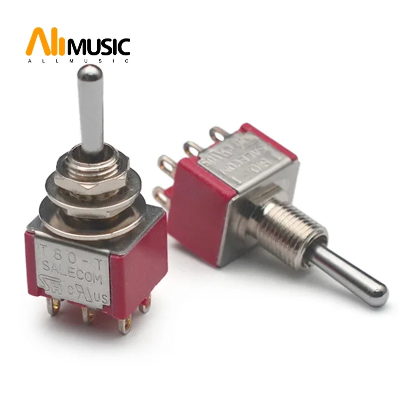 10Pcs SH/Salecom 3 Way 6 leg On/off/On Mini Switch Guitar Humbucker Coil Spliting Switch T80-T Red
10Pcs SH/Salecom 3 Way 6 leg On/off/On Mini Switch Guitar Humbucker Coil Spliting Switch T80-T Red