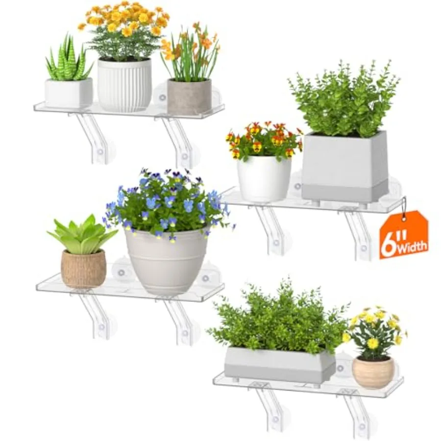 6" Extra Wide and Strong Window Plant Floating Shelves Pack, Heavy Duty Acrylic Suction Cup Shelf, Sill Extender for Succulent
6" Extra Wide and Strong Window Plant Floating Shelves Pack, Heavy Duty Acrylic Suction Cup Shelf, Sill Extender for Succulent