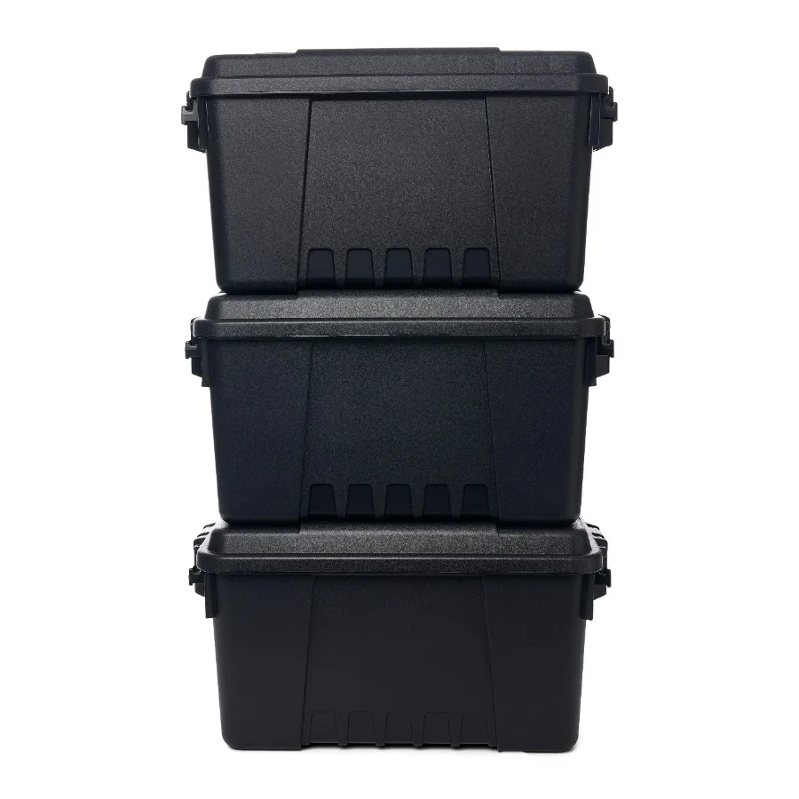 Sportsman's Trunk 3-Pack Lockable 14-Gallon Storage Box for Garage, Basement Outdoor Use Black, Heavy-Duty Plastic, Stackable W
Sportsman's Trunk 3-Pack Lockable 14-Gallon Storage Box for Garage, Basement Outdoor Use Black, Heavy-Duty Plastic, Stackable W