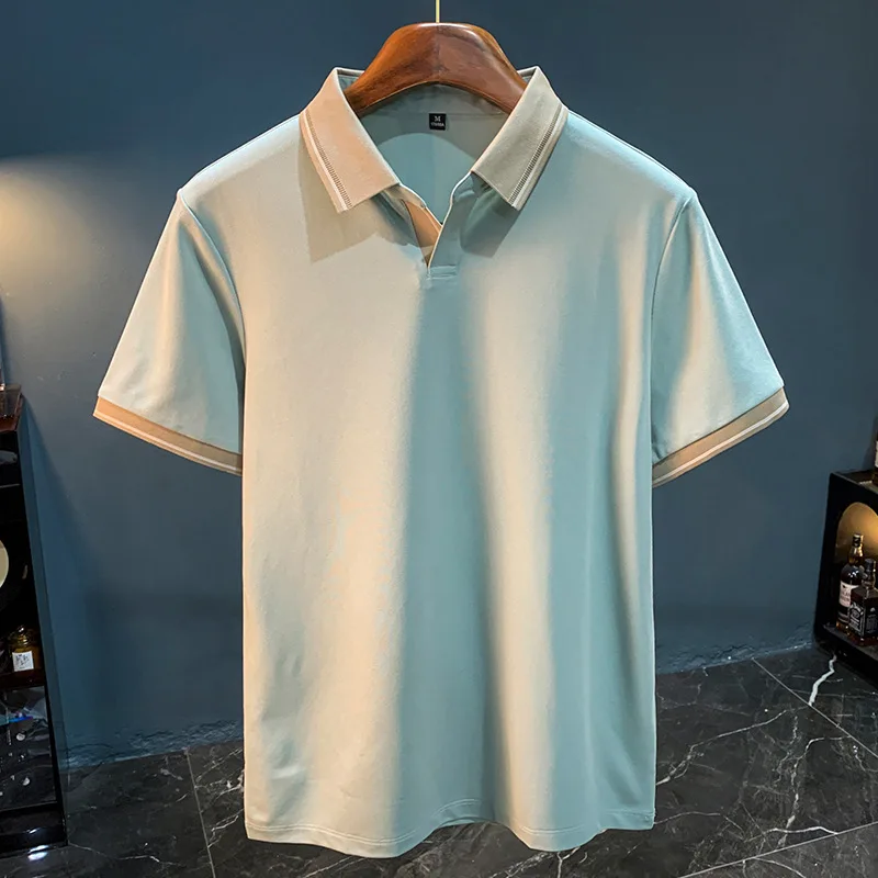 Classic contrasting color V-neck polo shirt for men's 2025 summer new fashion business lapel short sleeved T-shirt
Classic contrasting color V-neck polo shirt for men's 2025 summer new fashion business lapel short sleeved T-shirt