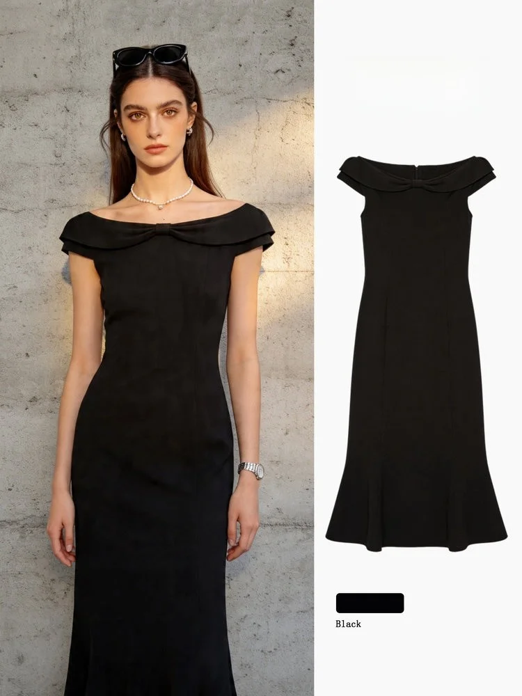 Elegant Black One-Shoulder Hepburn Style Women's Dress Slimming Waist Midi Suit Skirt Breathable Soft Polyester Fiber
Elegant Black One-Shoulder Hepburn Style Women's Dress Slimming Waist Midi Suit Skirt Breathable Soft Polyester Fiber