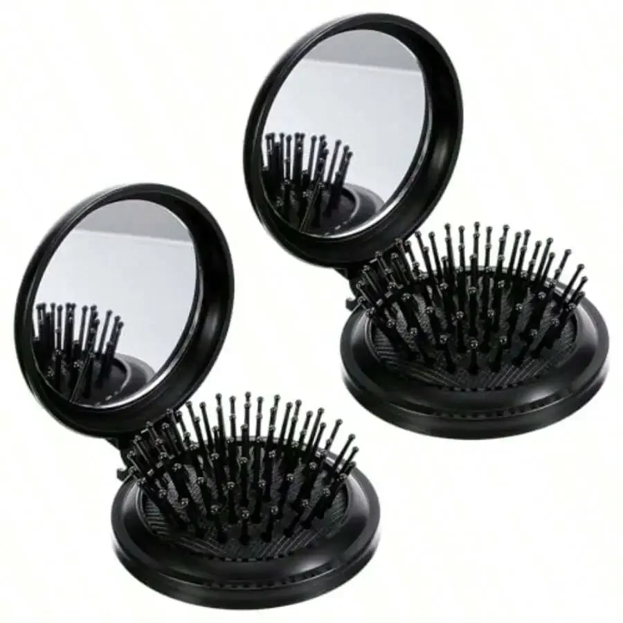 2pcs Foldable Travel Mirror Hair Brush With Pocket Makeup Mirror For Women Black
2pcs Foldable Travel Mirror Hair Brush With Pocket Makeup Mirror For Women Black