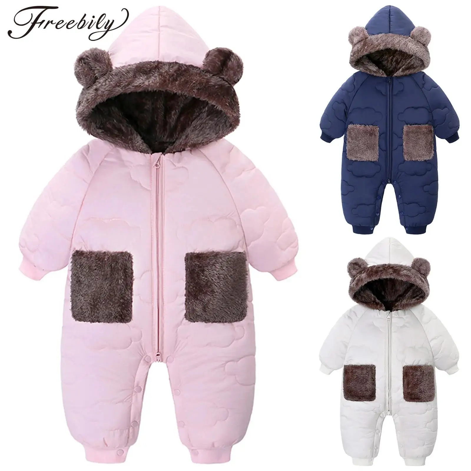 Toddler Baby Winter Warm Snowsuit Windproof Ski Suit Fleece-Lined Long Sleeve Zipper Bear Ear Hooded Padded Romper with Pockets
Toddler Baby Winter Warm Snowsuit Windproof Ski Suit Fleece-Lined Long Sleeve Zipper Bear Ear Hooded Padded Romper with Pockets