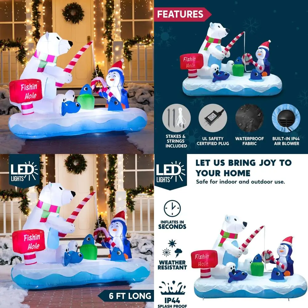 Надувной рождественский пингвин и белый медведь высотой 6 футов со светодиодной подсветкой для уличного и внутреннего праздничного декора
Надувной рождественский пингвин и белый медведь высотой 6 футов со светодиодной подсветкой для уличного и внутреннего праздничного декора