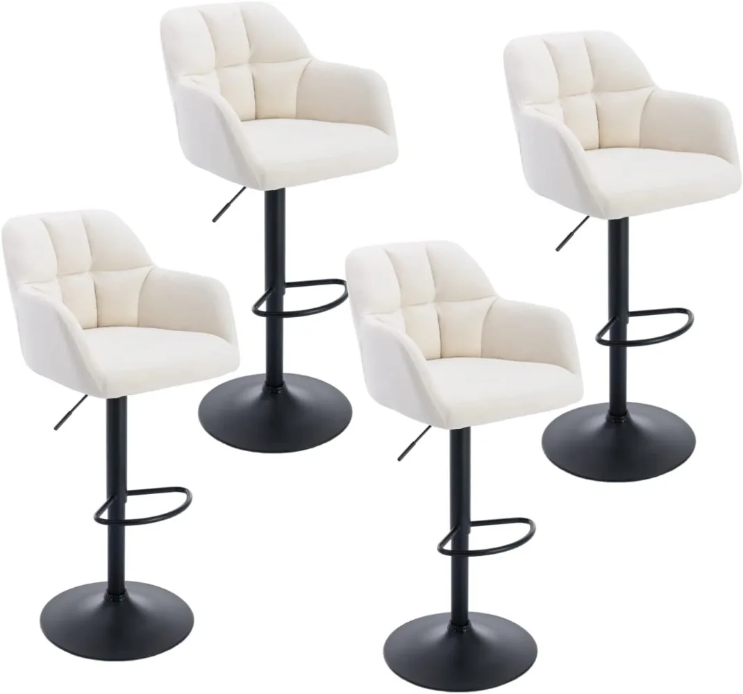 Swivel Bar Stools Set of 4, Modern Velvet Counter Barstools with Back and Arms, Adjustable Bar Height, Metal Base
Swivel Bar Stools Set of 4, Modern Velvet Counter Barstools with Back and Arms, Adjustable Bar Height, Metal Base