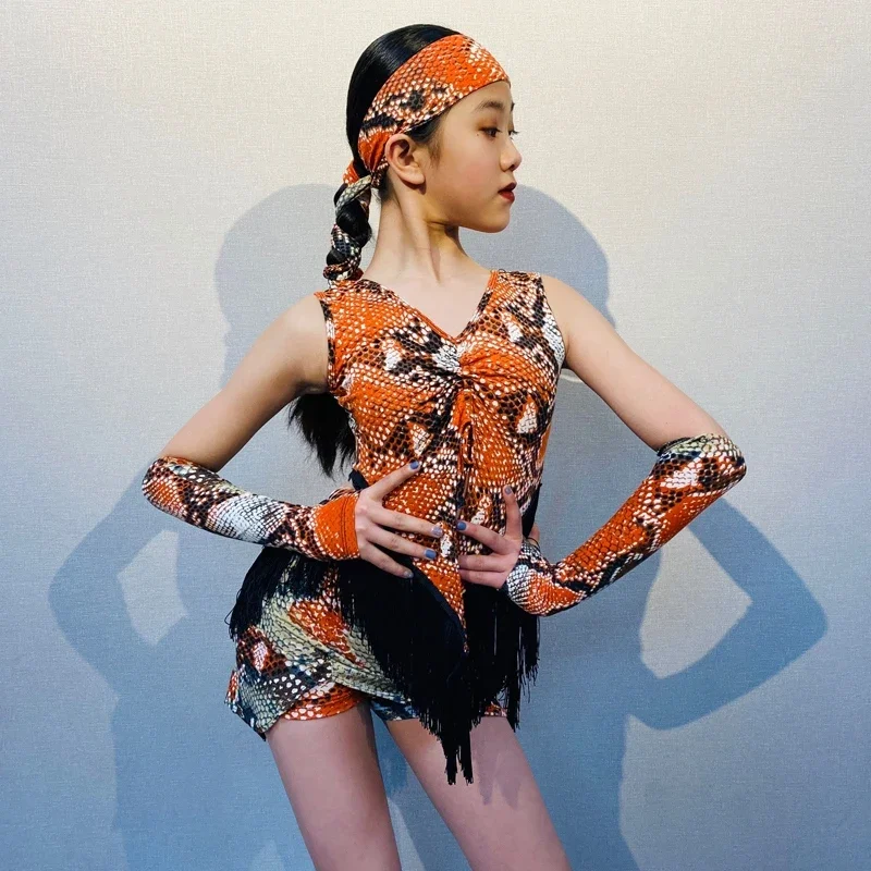 Orange Snake Pattern Latin Dance Costume For Girl Tango Samba Dance Practice Clothes Kids Cha Cha Stage Performance Wear
Orange Snake Pattern Latin Dance Costume For Girl Tango Samba Dance Practice Clothes Kids Cha Cha Stage Performance Wear