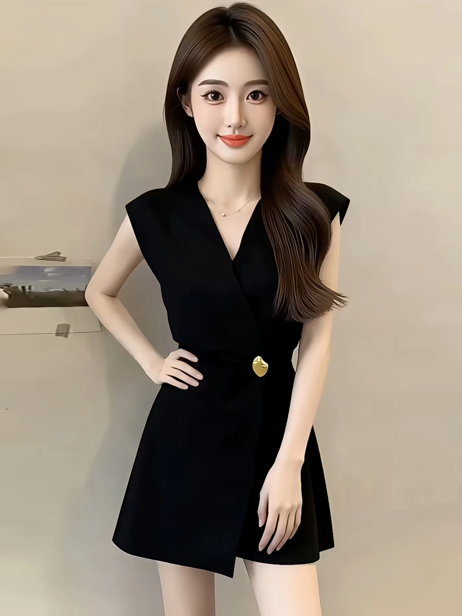 Fashionable Black V-neck Suit Onesie Women's Summer 2026 High-waisted Short Pants Comfortable Casual Style Polyester Fiber
Fashionable Black V-neck Suit Onesie Women's Summer 2026 High-waisted Short Pants Comfortable Casual Style Polyester Fiber