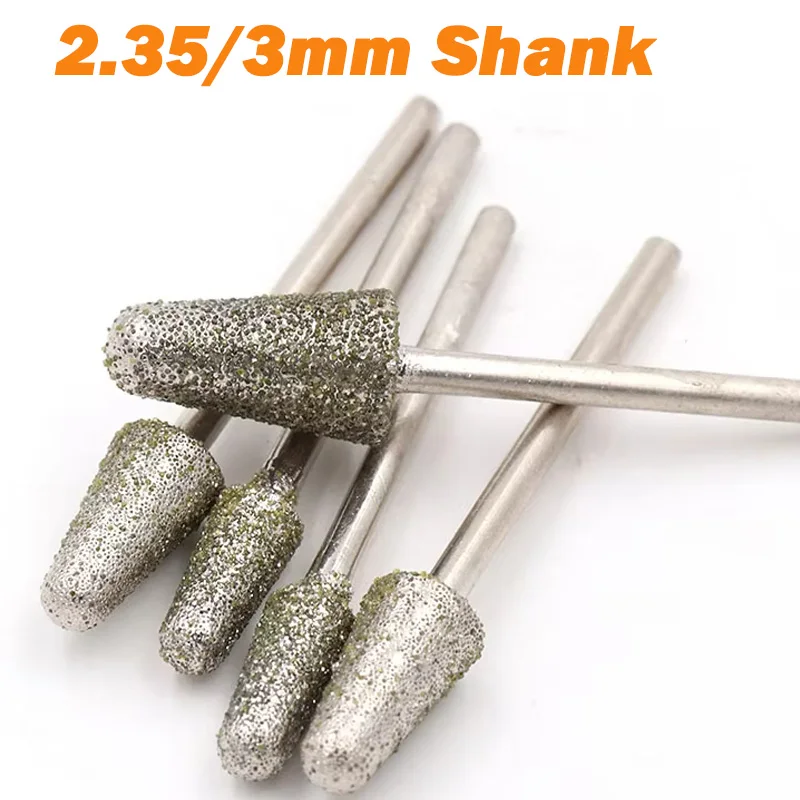 2.35/3mm Shank 0.8/1/1.5/2/3/4/5/6/8/10mm Diamond Grinding Head Bullet Coated Mounted Bit Burr for Stone Dremel Rotary Tool
2.35/3mm Shank 0.8/1/1.5/2/3/4/5/6/8/10mm Diamond Grinding Head Bullet Coated Mounted Bit Burr for Stone Dremel Rotary Tool