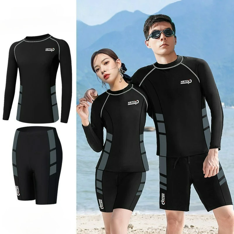 Couple Swimsuit Long Sleeve Two-piece Sports Swimsuit for Men High Elasticity Surfing Rash Guard Set Women Bathing Suit
Couple Swimsuit Long Sleeve Two-piece Sports Swimsuit for Men High Elasticity Surfing Rash Guard Set Women Bathing Suit