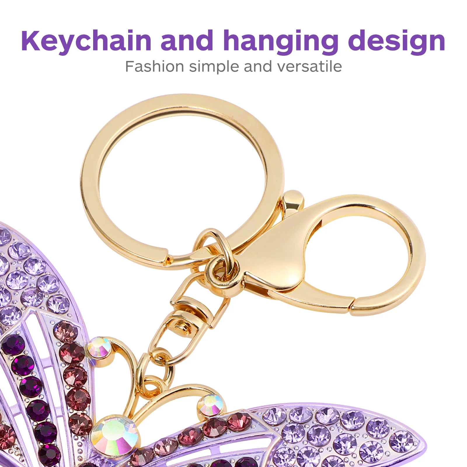 Butterfly Keychain Purple Rhinestone Pendant Key Ring Lightweight Portable Creative Keychains for Backpacks Car Keys Gifts
Butterfly Keychain Purple Rhinestone Pendant Key Ring Lightweight Portable Creative Keychains for Backpacks Car Keys Gifts