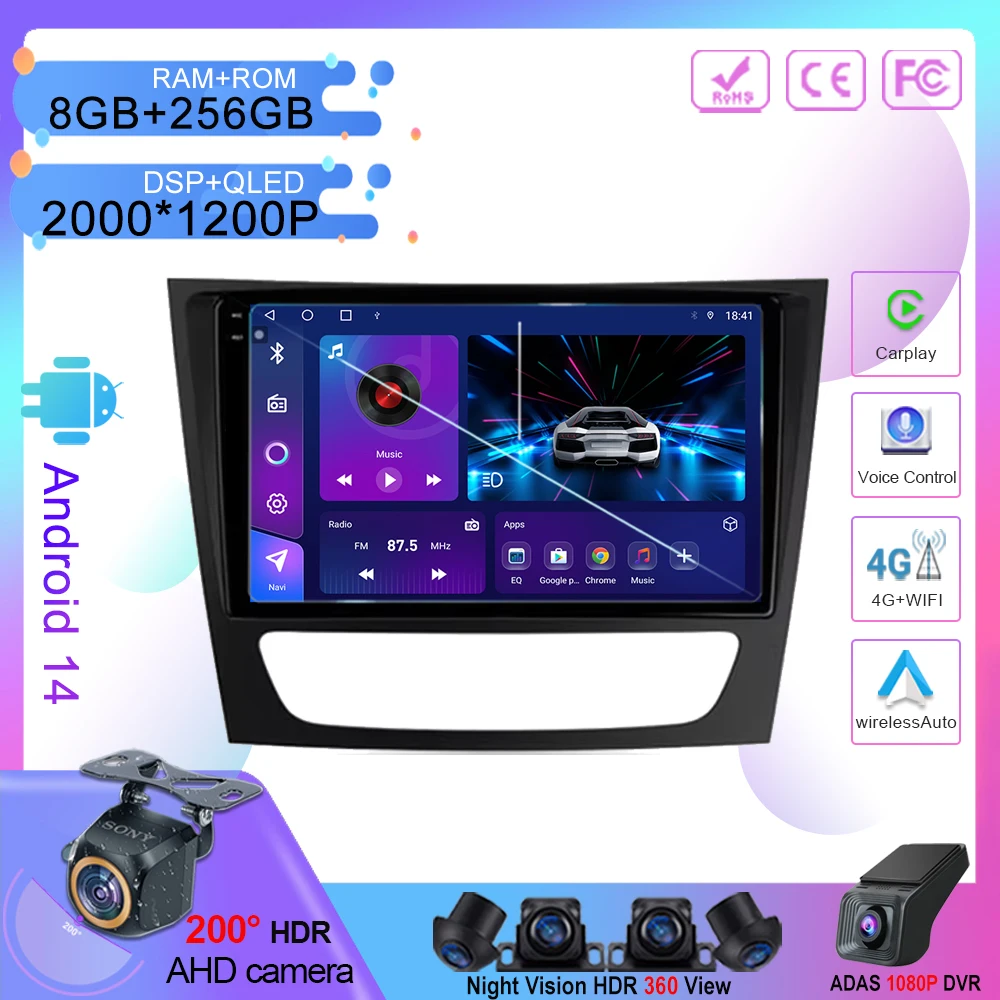 Car Android 14 For Mercedes Benz E-class E Class W211 E200 CLS 2002 - 2010 Auto Radio Stereo Head Unit GPS Navigation CPU Screen
Car Android 14 For Mercedes Benz E-class E Class W211 E200 CLS 2002 - 2010 Auto Radio Stereo Head Unit GPS Navigation CPU Screen