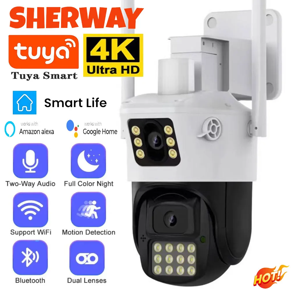 4K 8MP Tuya Dual Lens Outdoor Wifi Camera PTZ HD Dual Screen IR Night Vision Security Cam Auto Tracking Monitoring Surveillance
4K 8MP Tuya Dual Lens Outdoor Wifi Camera PTZ HD Dual Screen IR Night Vision Security Cam Auto Tracking Monitoring Surveillance