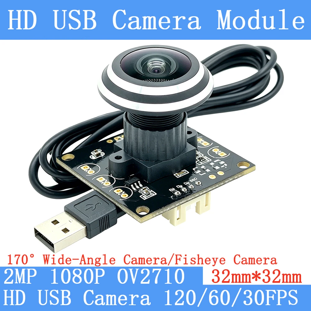 2MP 1080P HD 30/60/120FPS Plug Play Linux OTG UVC High Speed USB Camera Module CCTV Surveillance 170° Wide-angle Fisheye Camera
2MP 1080P HD 30/60/120FPS Plug Play Linux OTG UVC High Speed USB Camera Module CCTV Surveillance 170° Wide-angle Fisheye Camera