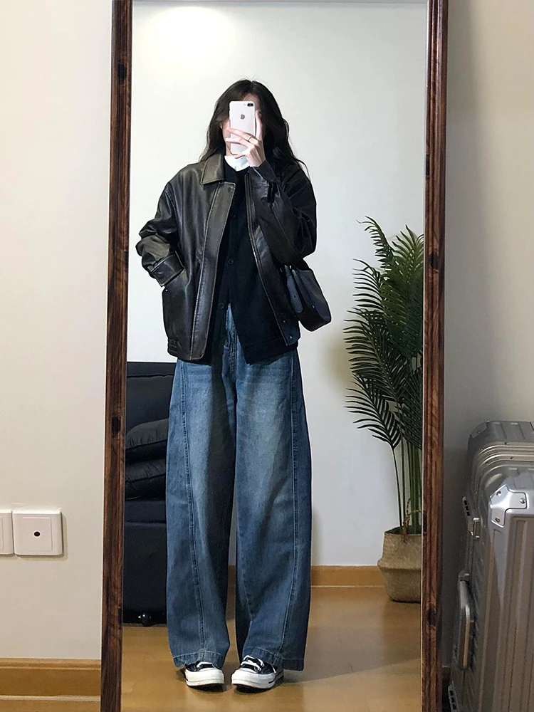 American Retro High Waist Straight Leg Blue Jeans Women's Spring Design Versatile Loose Slimming Wide Leg Long Pants
American Retro High Waist Straight Leg Blue Jeans Women's Spring Design Versatile Loose Slimming Wide Leg Long Pants